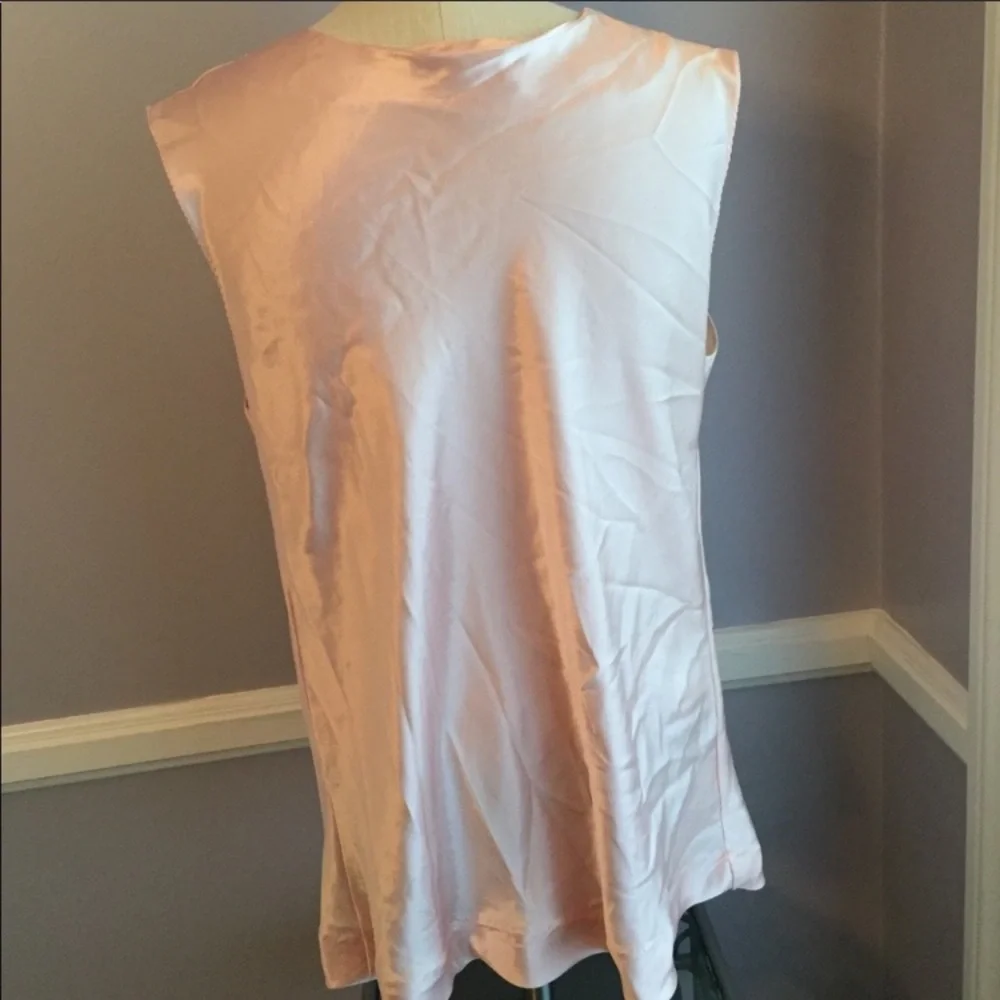 3/$12 Vintage California Dynasty blush pink satiny drape neck loungewear top